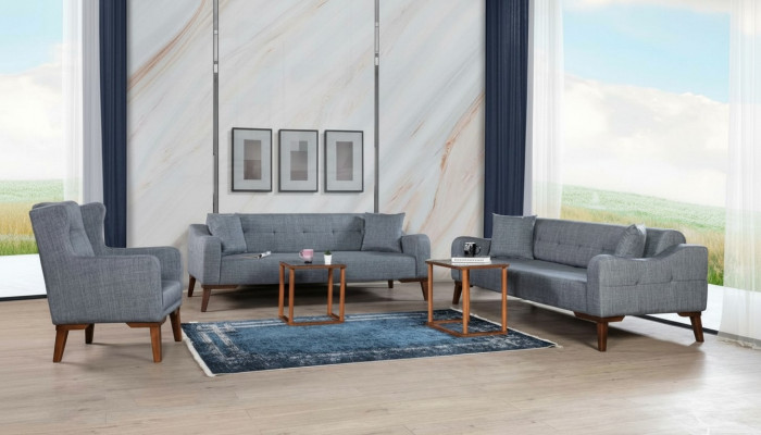 Sofagarnitur 3+3+1 Set Komplett Garnitur Sofa Fautteuil Textil 3 Deeler