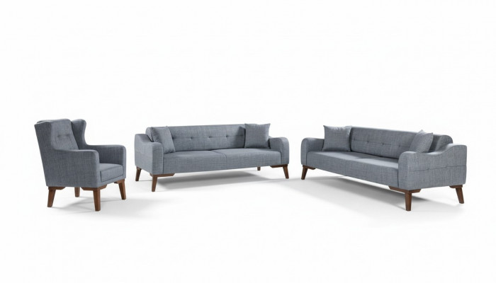 Sofagarnitur 3+3+1 Set Komplett Garnitur Sofa Fautteuil Textil 3 Deeler