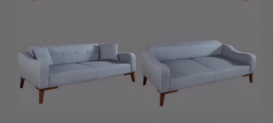 Design Sofa Dräisëtzer Couch 3 Sëtzer Polster Garnitur Sofaen Miwwelen