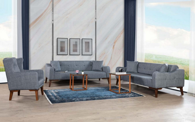 Design Sofa Dräisëtzer Couch 3 Sëtzer Polster Garnitur Sofaen Miwwelen