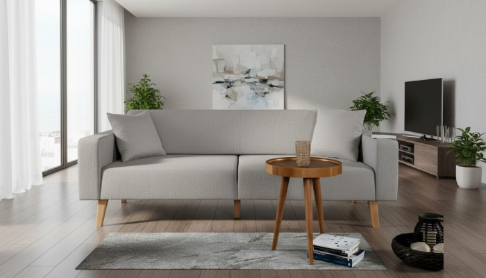 Wunnzëmmer Canapé Dräisëtzer Sofa 3 Sëtz Polster Textil Gro Miwwelen
