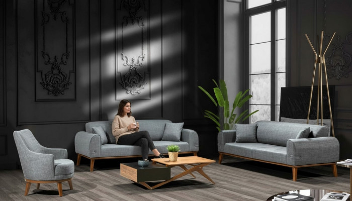 Sofagarnitur 3+3+1 Sëtz Design Sofa Polster Couch Modern Samt