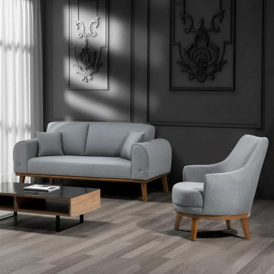 Fauteuil 1 Plaz Wunnzëmmer Leenstull Eensëtzer Holz Textil Stoff