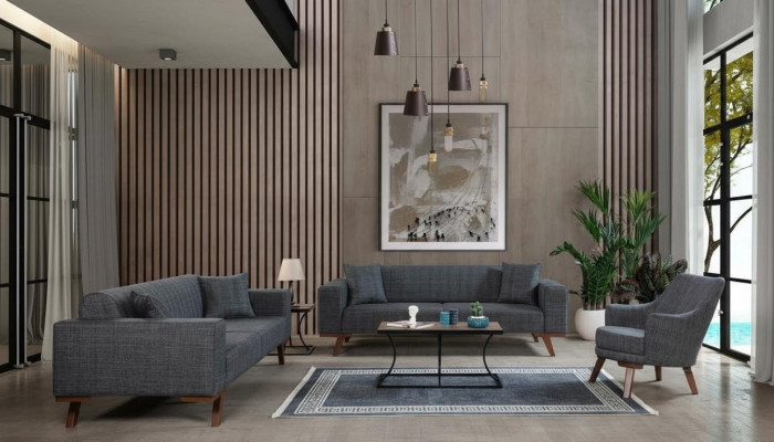 Sofagarnitur 3+3+1 Sëtz Design Sofas Polster Couchen Gro Miwwelen 3tlg