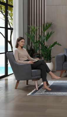 Design Wunnzëmmer Fauteuil Einsëtzer Modern Grouw Polster Miwwelen