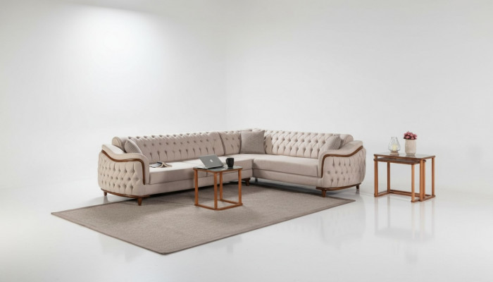 Ecksofa Wunnlandschaft Chesterfield Canapé Polstersofa Couchen Miwwelen