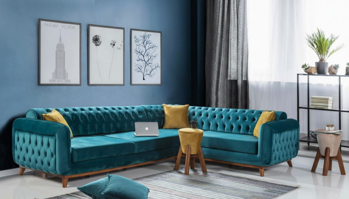 Ecksofa L-Form Textil Luxus Sofa Wunnlandschaft Polster Couch Miwwelen