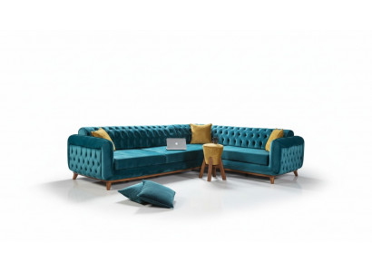 Ecksofa L-Form Textil Luxus Sofa Wunnlandschaft Polster Couch Miwwelen