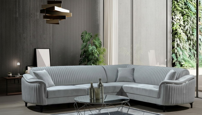 Stoff Ecksofa L-Form Sofa Polster Textil Eckgarnitur Samt Gro 310x240