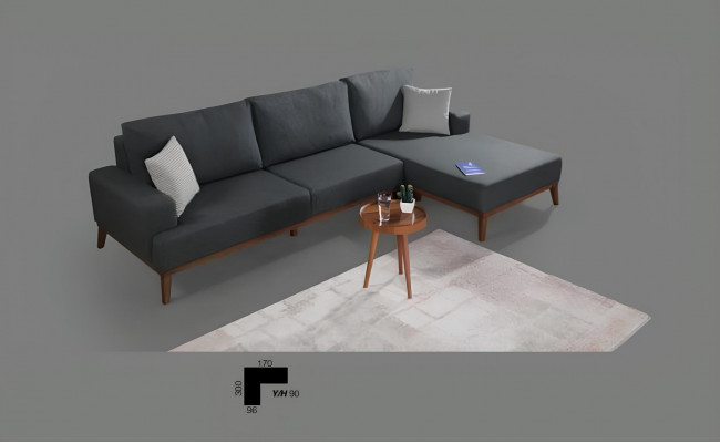 Eckcouch L-Form Garnitur Textil Sëtz Wunnzëmmer Polstermébel Eck Sofa