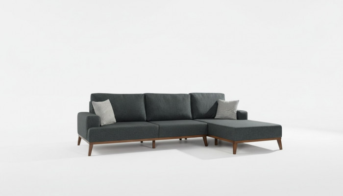 Eckcouch L-Form Garnitur Textil Sëtz Wunnzëmmer Polstermébel Eck Sofa