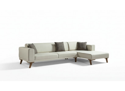 Eckcouch L-Form Sofas Couches Ecke Canapé Polstermöbel Textil Wäiss