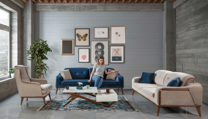 Soffagarnitur Sofas 3+3+1 Sëtz Sofae Drésëtz Couch Set Textil