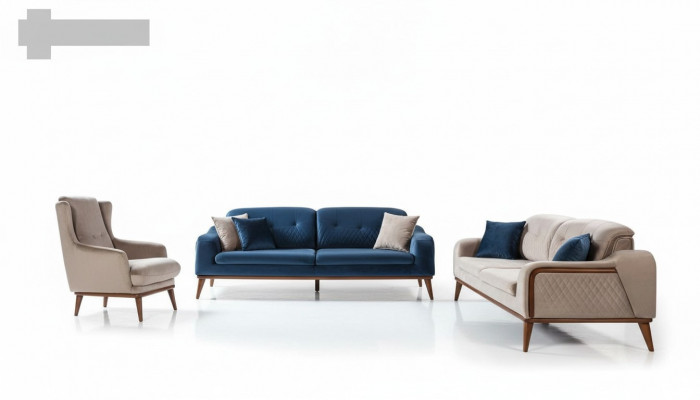 Soffagarnitur Sofas 3+3+1 Sëtz Sofae Drésëtz Couch Set Textil