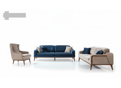Soffagarnitur Sofas 3+3+1 Sëtz Sofae Drésëtz Couch Set Textil