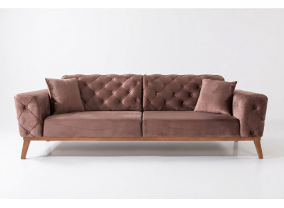 Braune Chesterfield Couch Elegante Canapé Wohnzimmer Sëtzmiwwel Samt