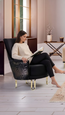 Luxus Design Fauteuil 1-Sëtzer Textil Lounge Club Polster Miwwelen