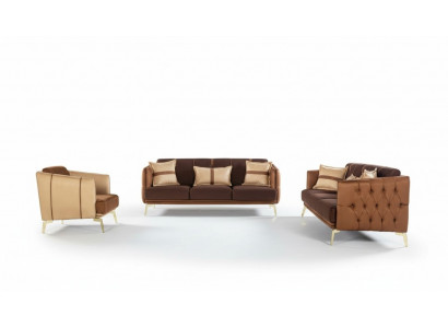 Sofa Garnitur 3+3+1 Sëtzer Fauteuil Chesterfield Dräisëtzer
