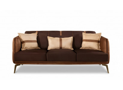 Dräisëtzer Sofa 3 Sëtzer Sofas Sëtz Stoff Modern Stil Textil Couchen Miwwelen Braun