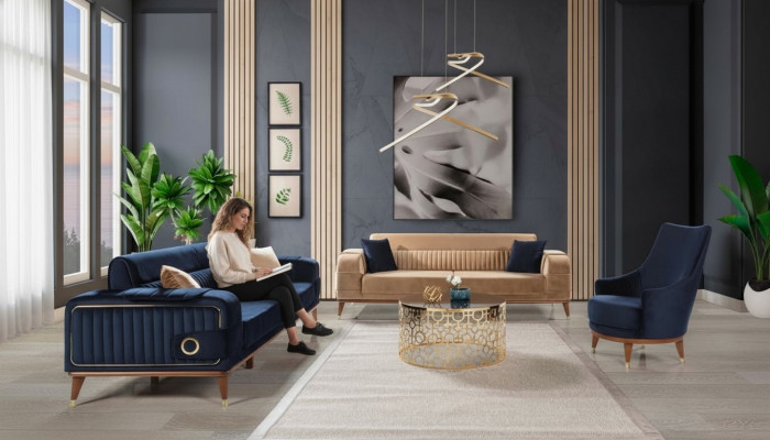 Luxus Sofasët 3+3+1 Sëtzer Set Design Sofa Këssen Couch Modern