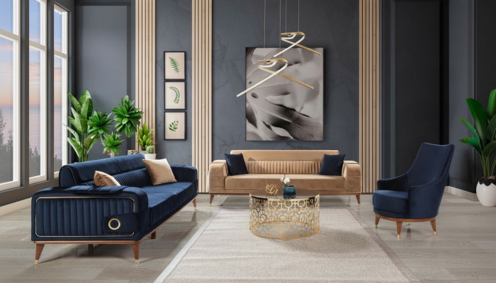 Luxus Sofasët 3+3+1 Sëtzer Set Design Sofa Këssen Couch Modern
