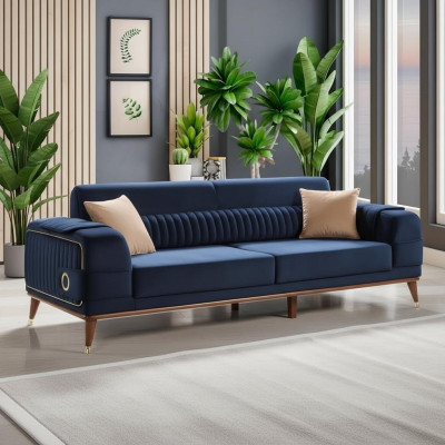 Luxus Bloen Canapé Drësëtzer Design Sofas Möbel Stoff Textil Samett