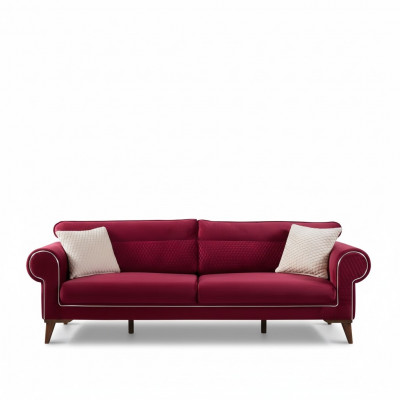 Rout Canapé 3 Sëtz Textil Canapéen Sofa Polster Luxus Miwwelen Modernen Drësëtzeren