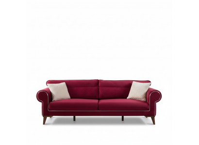 Rout Canapé 3 Sëtz Textil Canapéen Sofa Polster Luxus Miwwelen Modernen Drësëtzeren