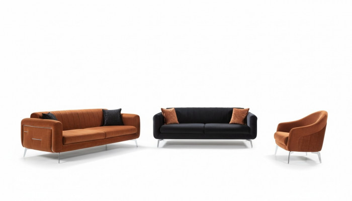 Canapé Ensemble 3+3+1 Sëtzer Canapéë Fauteuil Luxus Stëff Wunnzëmmer Design