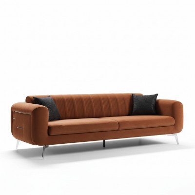 Orange Design Canapé Sofa Samt Dräisëtzer Luxus Miwwelen Stoff Textil