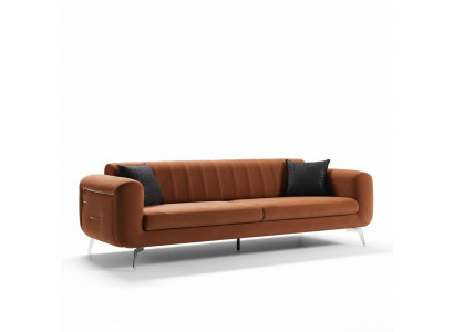 Orange Design Canapé Sofa Samt Dräisëtzer Luxus Miwwelen Stoff Textil