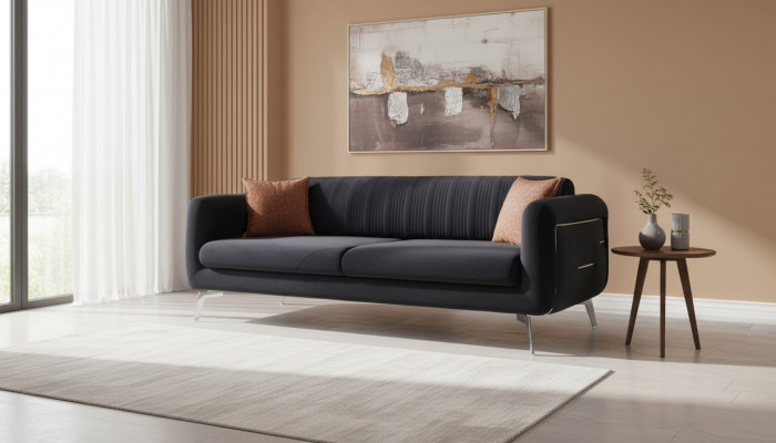 Modern Dräisitzer Couch Polster Design Sofa 3-Sëtz Zëmmer Miwwelen