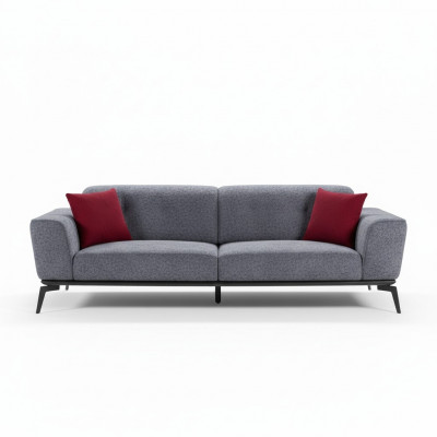 Sofa 3 Sëtzer Sofasen Stoff gro Textil Polster Wunnzëmmer Textil Grouw