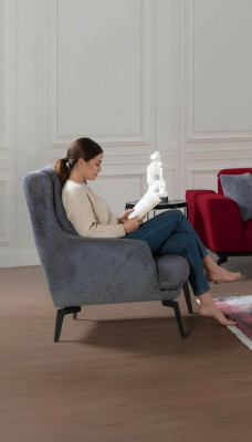 Grau Moderne Sëtzgeleeënheet Einsitzer Designer Wunnzëmmer Miwwelen Lehnstull