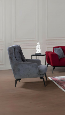 Grau Moderne Sëtzgeleeënheet Einsitzer Designer Wunnzëmmer Miwwelen Lehnstull