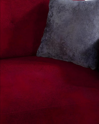 Moderne Canapé 3 Sëtzer Textil Burgund Canapé Polster Dräisëtzer Rout