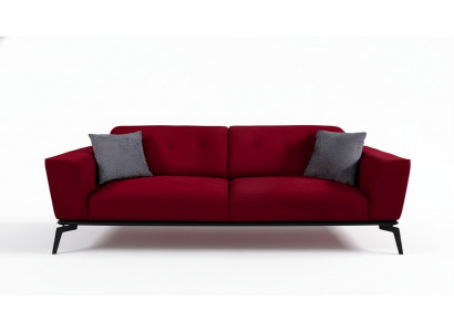 Moderne Canapé 3 Sëtzer Textil Burgund Canapé Polster Dräisëtzer Rout