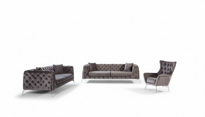 Sofagarnitur Taupe Sessel Dräisëtzer 331 Sëtz Garnitur Chesterfield