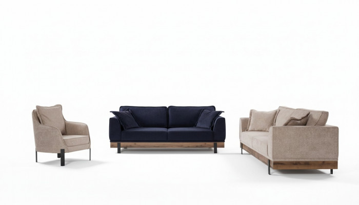 Sofa Garnitur 331 Sëtz Sofaen Canapé Polster Holz Sëtzcanapé Textil
