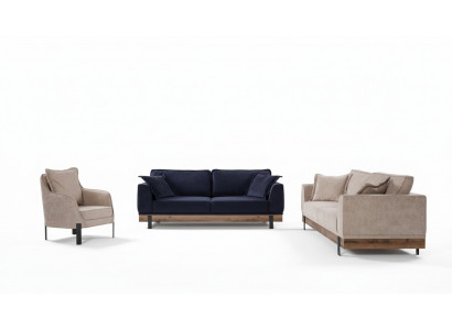 Sofa Garnitur 331 Sëtz Sofaen Canapé Polster Holz Sëtzcanapé Textil