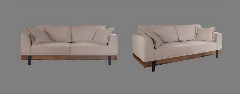 Wunnzëmmer Sofa 3 Sëtzer Beige Textil Sofas Couch Polstermiwwele