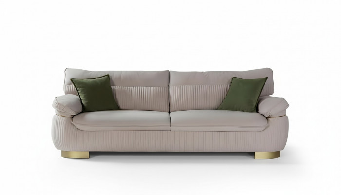 Modern Sofae 3 Sëtz Weich Canapé Polster Design Wunnzëmmer Beige