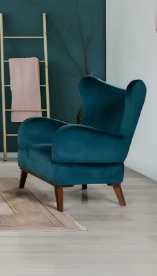 Design Sëtz 1-Sëtzer Wunnzëmmer Gepolstert Holz Modern Türkis