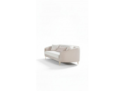 Sofa 3-Séiher Textil Sofas Couch Polster Miwwelen Moderne Dräisëtzer Beige Samett