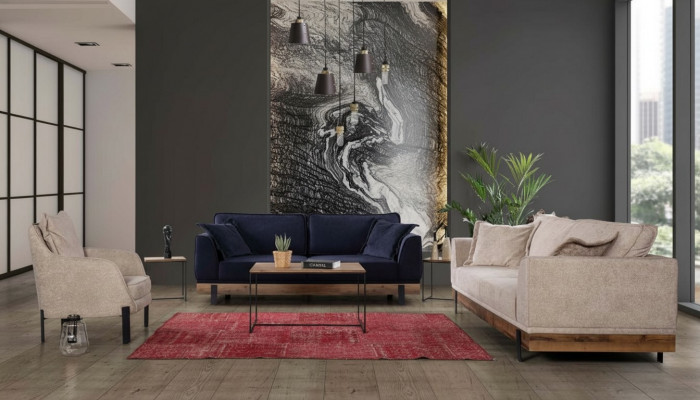Sofa Garnitur Sofa Fauteuil Sofas Dräisëtzer 3+3+1 Sëtzer Garnitur Modern