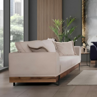 Design Couch 3 Sëtz Polster Sofa Modern Sofas Zëmmer Miwwelen Beige