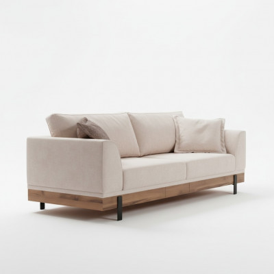 Design Couch 3 Sëtz Polster Sofa Modern Sofas Zëmmer Miwwelen Beige