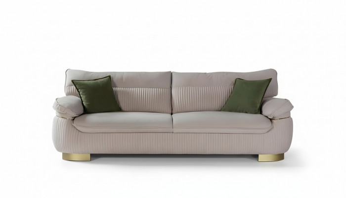 Dräisëtzer Sofa 3 Sëtz Sofa Couche Stoff Couch Miwwelen Modern Samt Mëll Beige