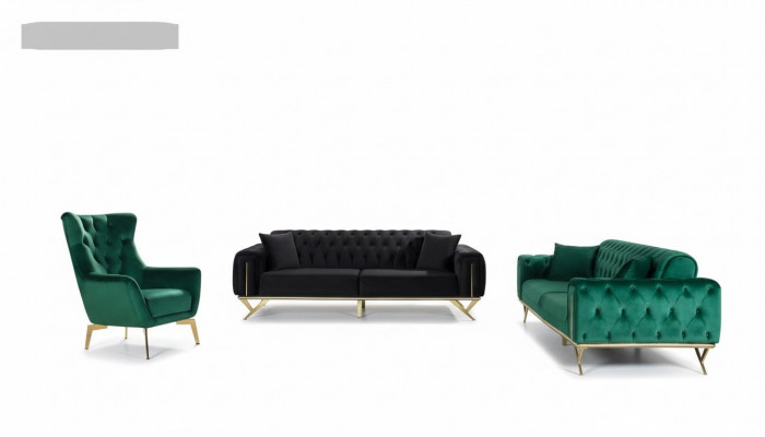 Sofasett 3+3+1 Sëtz Fotell Sofas Dräisëtzer Set Chesterfield