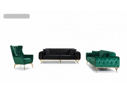 Sofasett 3+3+1 Sëtz Fotell Sofas Dräisëtzer Set Chesterfield